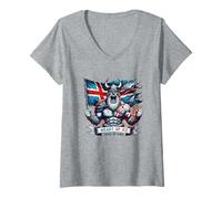 Femme T-Shirt de l'Islande, Carte islandaise, Chemises islandaises pour Homme T-Shirt avec Col en V