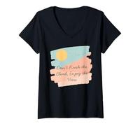 Femme T-Shirt de Motivation Don't Rush The Climb Enjoy The View T-Shirt avec Col en V