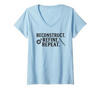 Femme T-Shirt de Motivation pour l'entraînement Hema - Reconstruct Refine Repeat T-Shirt avec Col en V