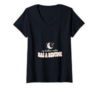 Femme T-Shirt de Pyjama Amusant avec Lune Rose T-Shirt avec Col en V