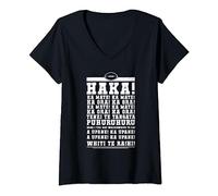 Femme T-shirt de sport Haka Chants de rugby T-Shirt avec Col en V