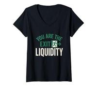 Femme T-Shirt de Trading Amusant « You are The Exit Liquidity Crypto Trader » T-Shirt avec Col en V