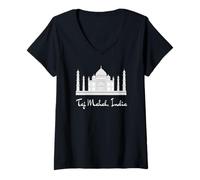 Femme T-Shirt de Vacances du Taj Mahal en Inde T-Shirt avec Col en V