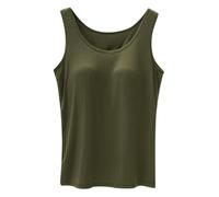 Femme T-Shirt Débardeur avec Soutien-Gorge Intégré Sports Camisole Coupe Ajustée Fitness Doux Confortables Yoga Tank Top Cami Caraco Tee-Shirt Col