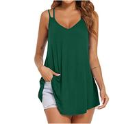 Femme T-Shirt Débardeur Col en V Sport Hauts Top Sexy sans Manches Casual Été Cami Hauts Blouses Bretelles Spaghetti TuniqueTank Tops Camisole de Base Gilet Chic Doux Amples Tee Shirt Chemise