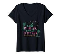 Femme T-Shirt d'été Salt in The Air Sand in My Hair Beach T-Shirt avec Col en V