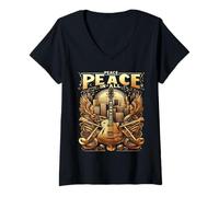 Femme T-shirt d'harmonie Peace in All Love and Peace Uniting Humanity T-Shirt avec Col en V
