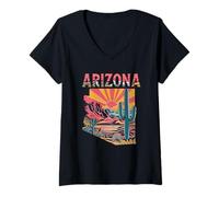 Femme T-shirt drapeau de l'Arizona - Arizona Cactus Desert AZ Pride T-Shirt avec Col en V