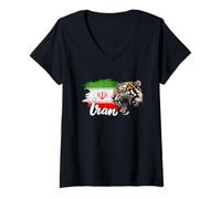 Femme T-Shirt Drapeau de l'Iran, Cartes iraniennes, t-Shirts iraniens pour Femmes et Hommes T-Shirt avec Col en V