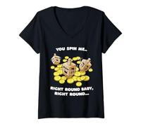 Femme T-Shirt drôle juif Dreidel Spin Me Rond Mignon Hanoukka T-Shirt avec Col en V
