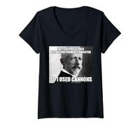 Femme T-Shirt drôle Tchaikovsky Cannons Instrument Meme T-Shirt avec Col en V