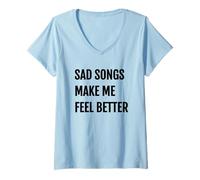 Femme T-Shirt du Festival de Musique Tad Songs Make Me Feel Better T-Shirt avec Col en V