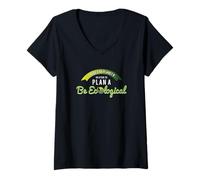 Femme T-Shirt écologique There is No Planet B Stick to Plan A Be T-Shirt avec Col en V
