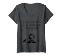 Femme T-Shirt Edgar Allan Poe - Les Monstres Les Plus effrayants se cachent à l'intérieur T-Shirt avec Col en V