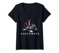 Femme T-Shirt Fantaisie avec Motif « Chess Checkmate » et Motifs Cool T-Shirt avec Col en V