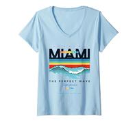 Femme T-Shirt Fantaisie Miami Beach avec Inscription « I Love Miami Florida » T-Shirt avec Col en V