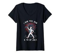 Femme T-Shirt Fireworks Director I Run You Run 4th of July T-Shirt avec Col en V