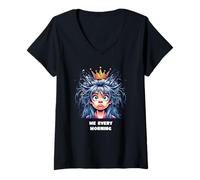 Femme T-Shirt Funny Wake Up Me Every Morning Citations matinales Amusantes T-Shirt avec Col en V