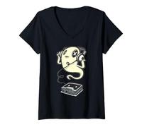Femme T-Shirt Ghost Aime écouter de la Musique T-Shirt avec Col en V