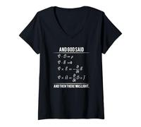 Femme T-Shirt God Said Maxwell Equations and Then There Was Light T-Shirt avec Col en V