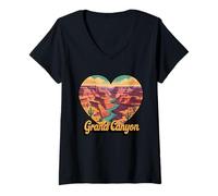 Femme T-Shirt Grand Canyon Heart - Arizona National Park Scenic T-Shirt avec Col en V