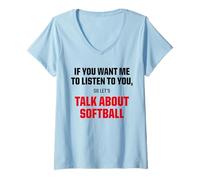 Femme T-Shirt Graphique « I Only Want to Talk About Softball » T-Shirt avec Col en V