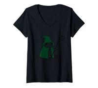 Femme T-Shirt Grenouille Enchantée Magicien - Grenouille Magique T-Shirt avec Col en V
