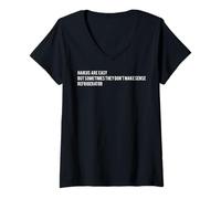 Femme T-Shirt « Haikus are Easy » avec Inscription « Don't Make Sense » T-Shirt avec Col en V