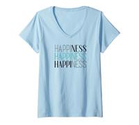 Femme T-shirt Happiness - Typographie - Moments de motivation pour femmes T-Shirt avec Col en V