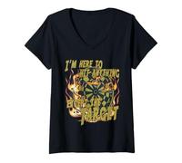 Femme T-Shirt Humoristique avec Inscription « I'm Here to Hit Anything Except The Target » T-Shirt avec Col en V