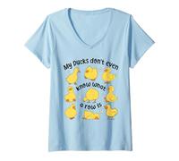 Femme T-Shirt Humoristique avec Inscription « My Ducks Don't Even Know What a Row is » T-Shirt avec Col en V