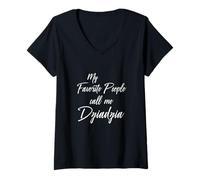 Femme T-Shirt Humoristique avec Inscription « My Favorite People Call Me Dziadzia » T-Shirt avec Col en V