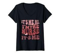 Femme T-shirt humoristique « It's-Me, Hi, I'm The Nurse, It's-Me, Nurse In Song » T-Shirt avec Col en V