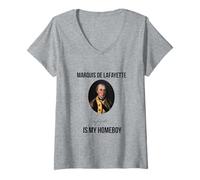 Femme T-Shirt Humoristique Marquis De Lafayette is My Homeboy T-Shirt avec Col en V