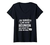 Femme T Shirt Humour Bureau Réunion Qui Aurait PU Être Un Mail T-Shirt avec Col en V