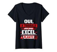 Femme T-Shirt Humour Comptable Excel Plante T-Shirt avec Col en V