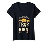 Femme T-Shirt Humour Mignon Je Réfléchis Trop pour Rien T-Shirt avec Col en V