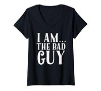 Femme T-Shirt « I am The Bad Guy » T-Shirt avec Col en V