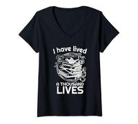 Femme T-Shirt « I Have Lived a Thousand Lives » | pour Bibliophiles T-Shirt avec Col en V