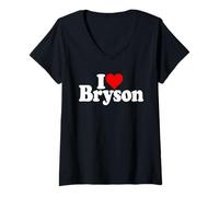 Femme T-Shirt « I Love Heart Bryson » T-Shirt avec Col en V