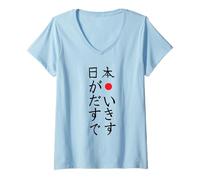 Femme T-Shirt « I Love Japan in Japanese Kanji and Hiragana » T-Shirt avec Col en V