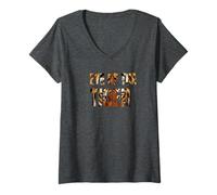 Femme T-Shirt Œil du Tigre T-Shirt avec Col en V