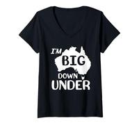 Femme T-Shirt I'm Big Down Under Australian Map T-Shirt avec Col en V