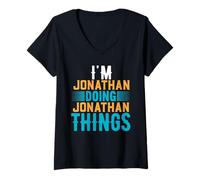 Femme T-Shirt I'm Jonathan Doing Jonathan Things Nom Jonathan T-Shirt avec Col en V