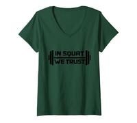 Femme T-shirt « In Squat We Trust Powerlifting » T-Shirt avec Col en V
