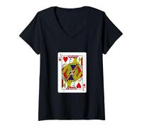 Femme T-Shirt Jack of Hearts Cartes à Jouer Tees T-Shirt avec Col en V