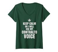 Femme T-shirt Keep Calm Or I'll Use My Contralto Voice Choir Gifts T-Shirt avec Col en V