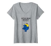 Femme T-shirt Little Miss Brainy de Mr. Men T-Shirt avec Col en V