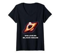 Femme T-Shirt « Live in Black Holes » T-Shirt avec Col en V