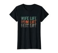 Femme T-shirt « Living my best life » avec inscription « Wife life Mom life Best life T-Shirt